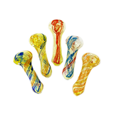 3.5" Spiral Twisting Design Hand Pipe with Silver Fume Glass