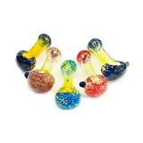 3.5" Hand Pipe Spoon Silver Fume Glass with Frit