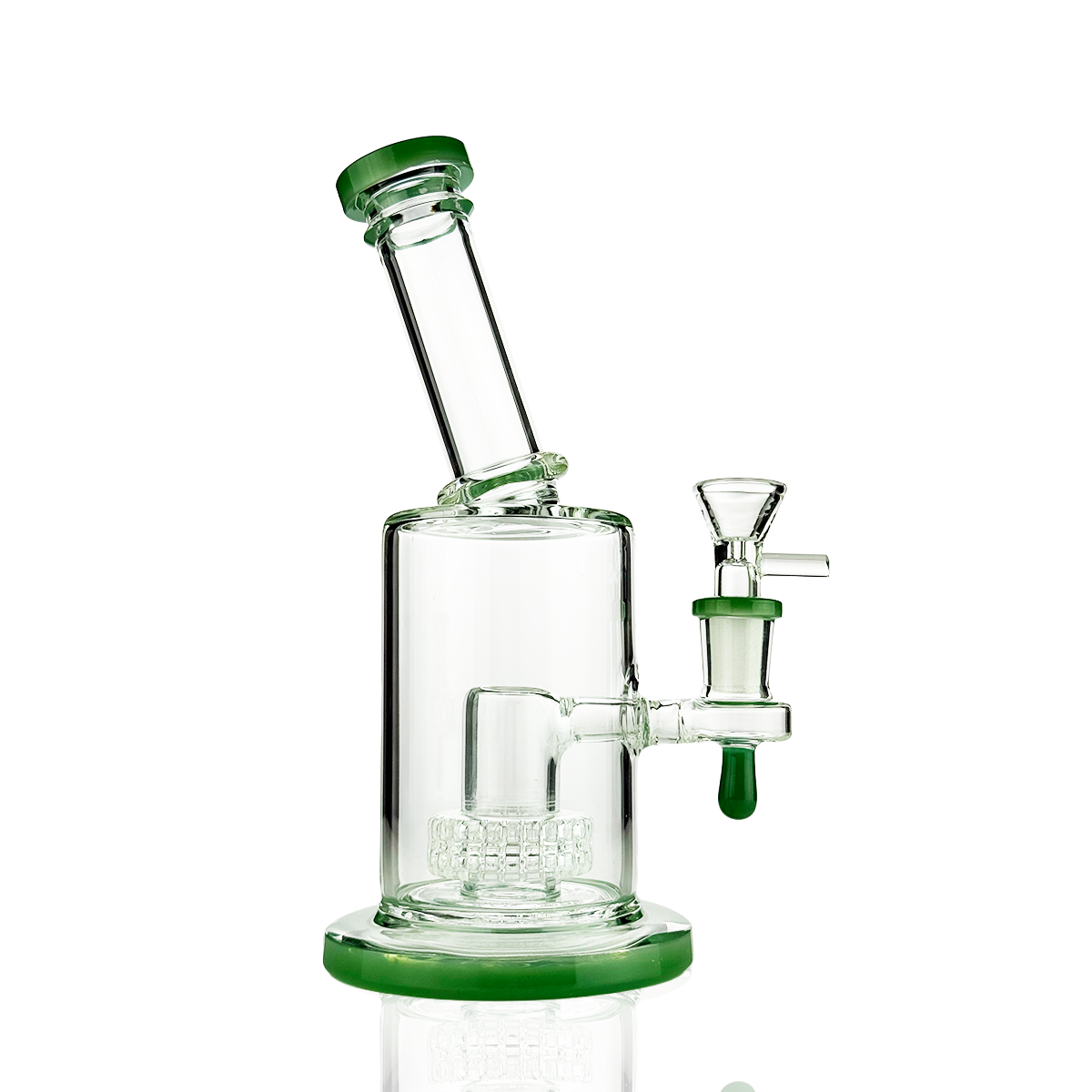 8" Round Shower Water Pipe | Tilt Neck | 14mm Male Bowl