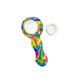 4" Printed Silicone Hand Pipe with Jar and Dab Stick