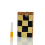 3" Handmade Wooden Checker-Board Dugout Art with 2" Metal Cigarette
