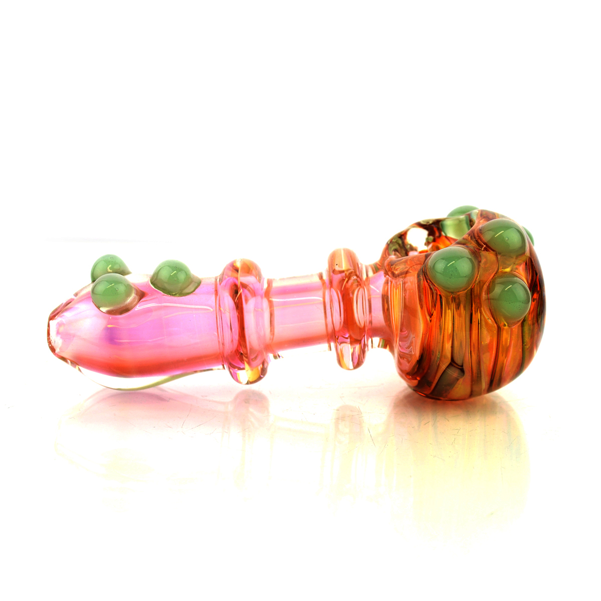 5" Gold Fume Hand Pipe With Double Rings and Knockers 200G