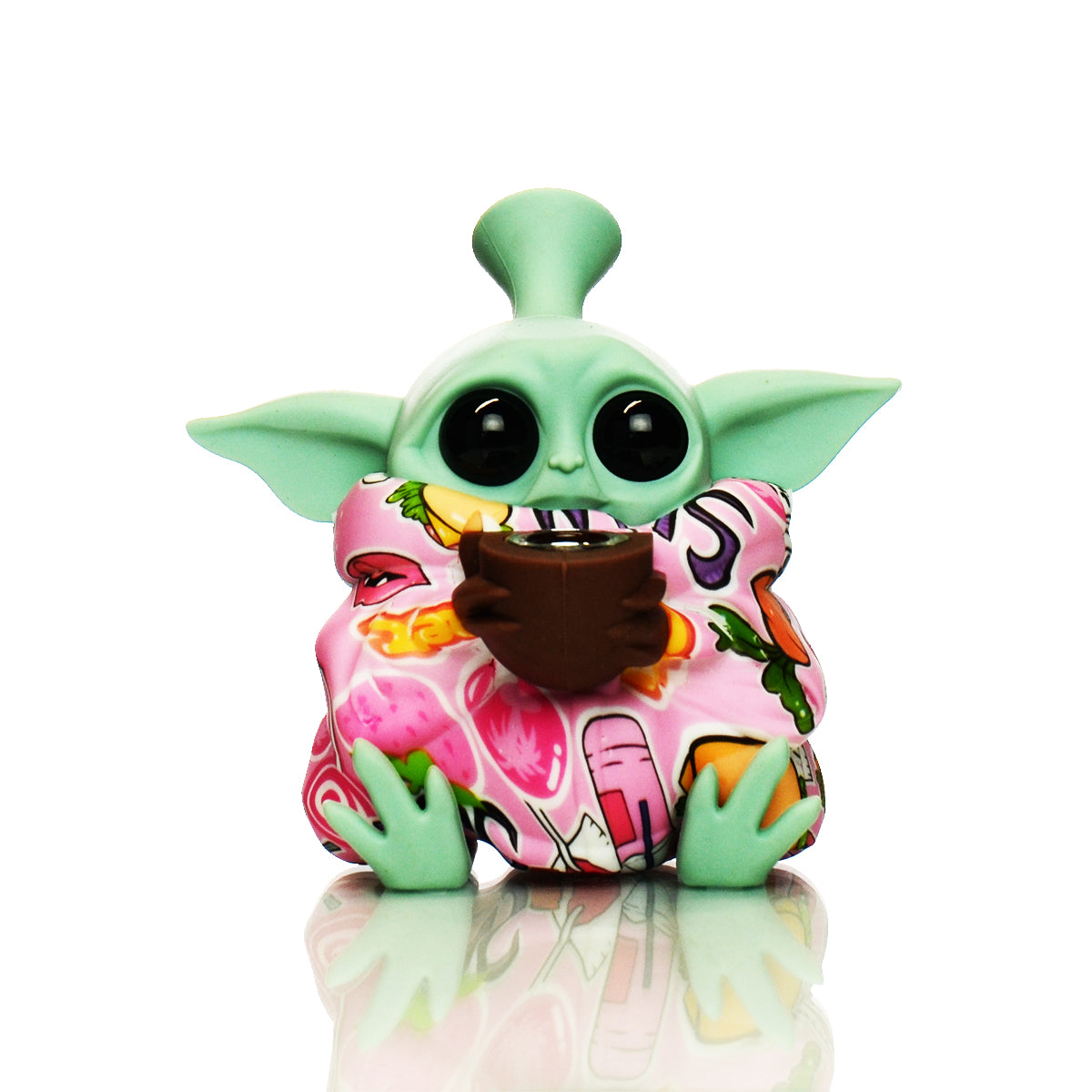5" Silicone Yoda Water Pipe Bong with Different Style Art print