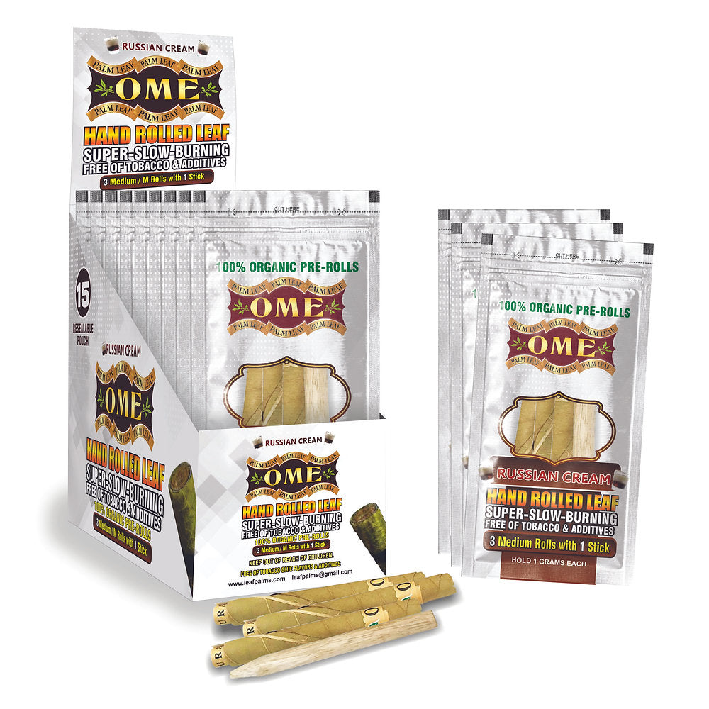Organic Palm Leaf Wraps Russian Cream  Flavor 15 Pack in Box - LA Wholesale Kings