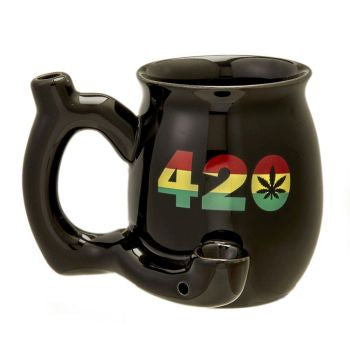 4" Ceramic Black 420 Mug with Rasta Colors - LA Wholesale Kings