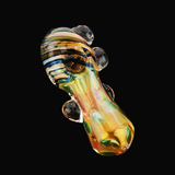 4.5" Heavy Gold Fume Swirling Art Hand Pipe with Knockers