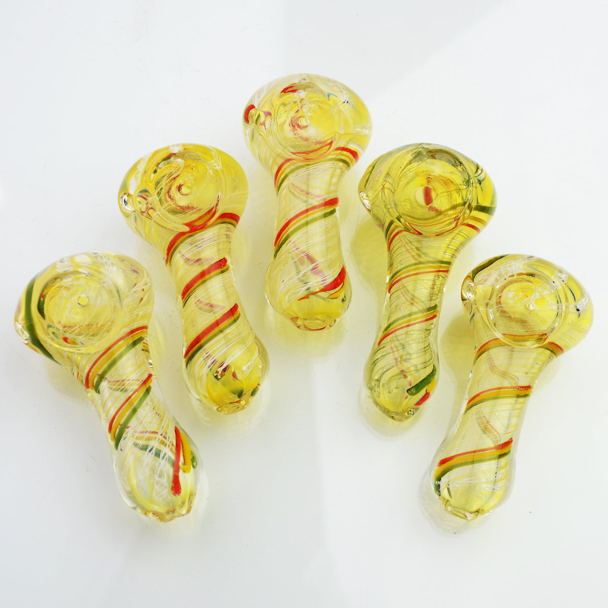 2.5-Inch Silver Glass Hand Pipe with Rasta Twist