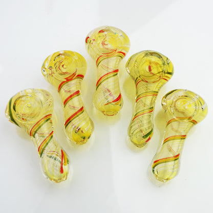 2.5-Inch Silver Glass Hand Pipe with Rasta Twist