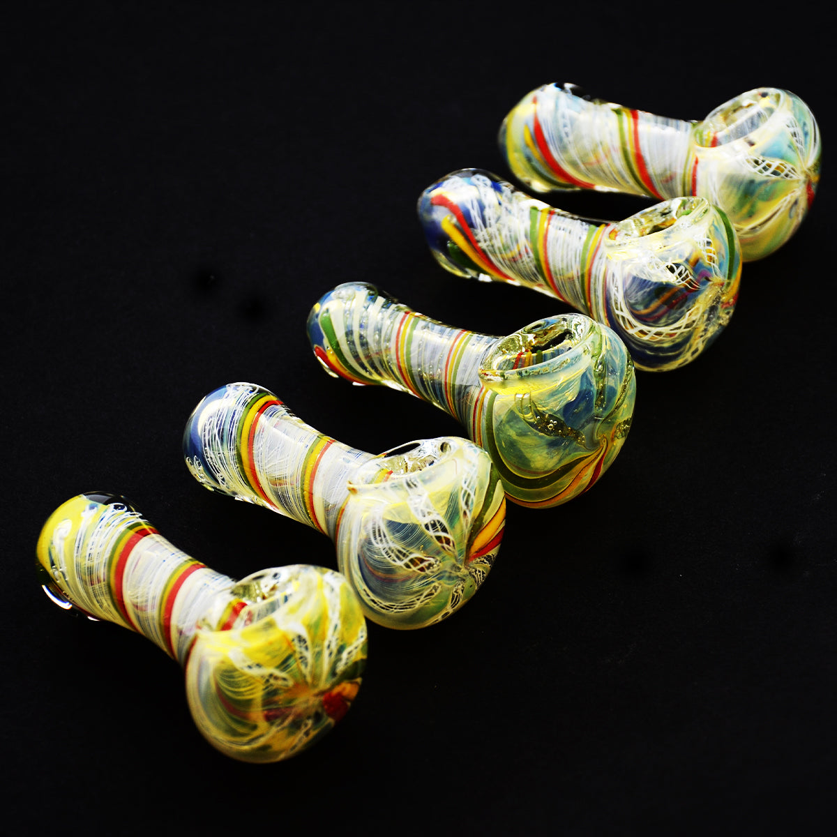 2.5" Silver Glass Hand Pipe with Rasta Color Twisting
