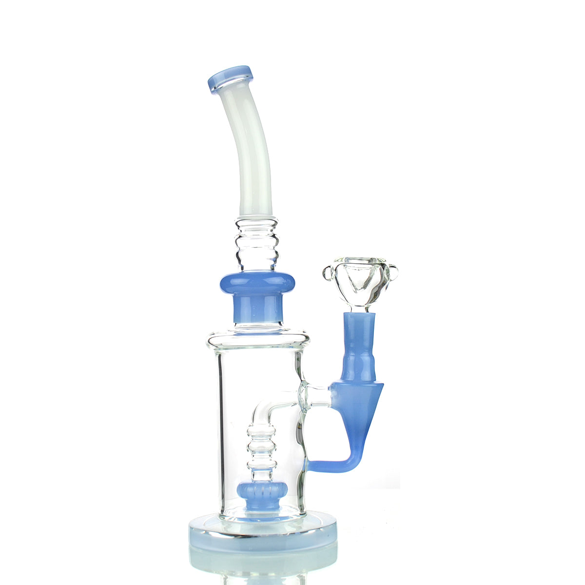 10" Bong Water Pipe with Color Tube Round Shower and 14mm Male Bowl