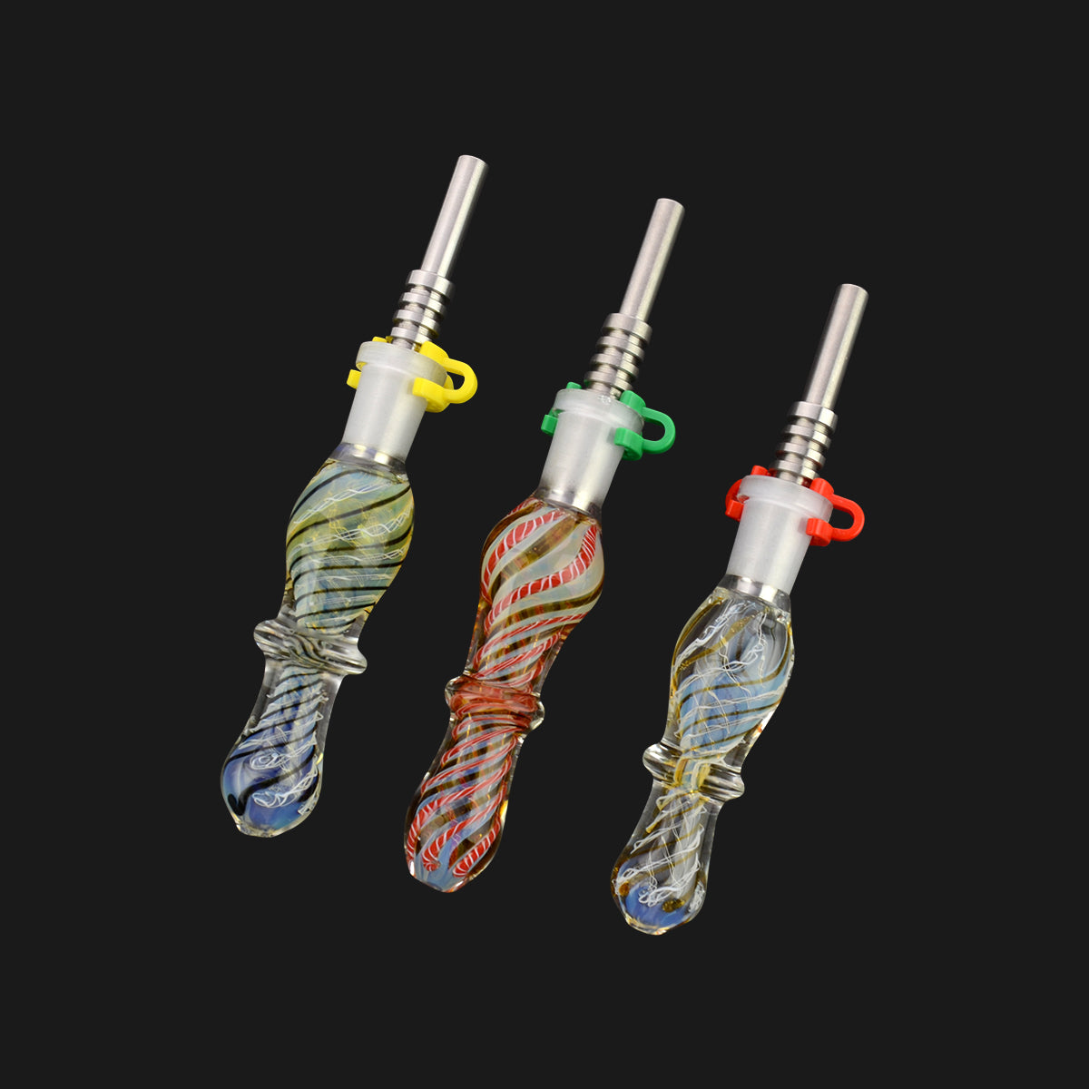 6" Twisting Art Nectar Collector Concentrate Straw with 14mm Plastic Clip and Titanium Nail