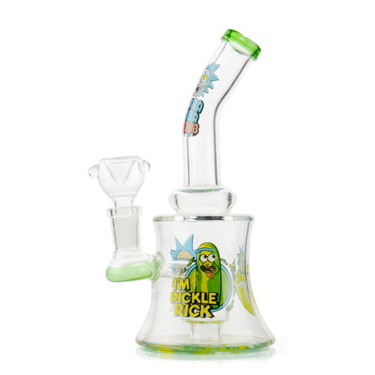 7" Water Pipe R&M Sticker Bent Neck 14mm male Bowl Included Approx 225 Grams - LA Wholesale Kings