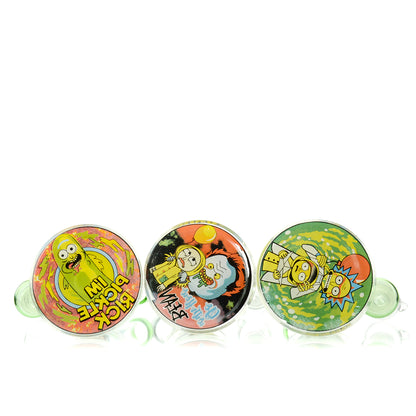 7" Water Pipe R&M Sticker Bent Neck 14mm male Bowl Included Approx 225 Grams - LA Wholesale Kings