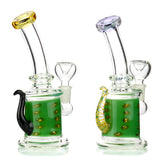 7" Bong Heavy Color Glass with Bent Neck Color Mouth 14mm Male Bowl Included Approx 250 Grams - LA Wholesale Kings