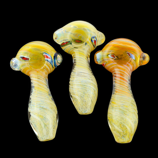 4.5" Hand Pipe Double Glass Twisted Fume Frit Art Approx 120 Grams - LA Wholesale Kings