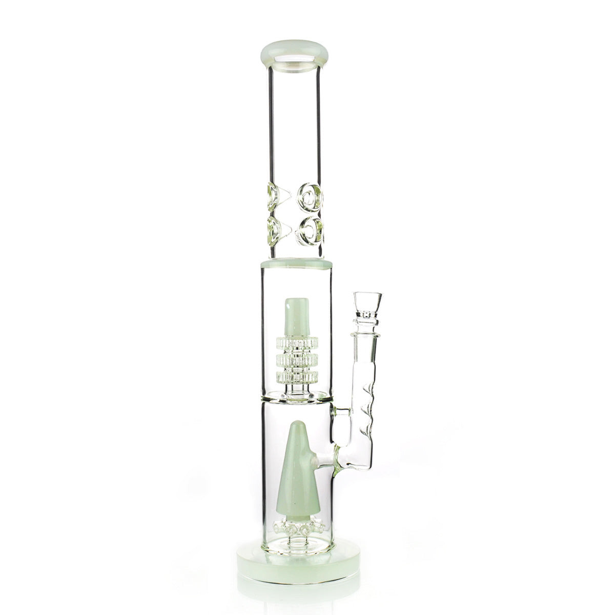 18" M9 Pyramid Shower with 3 Mertix Ring Perc and Ice Catcher, 18mm Male Bowl Included - LA Wholesale Kings