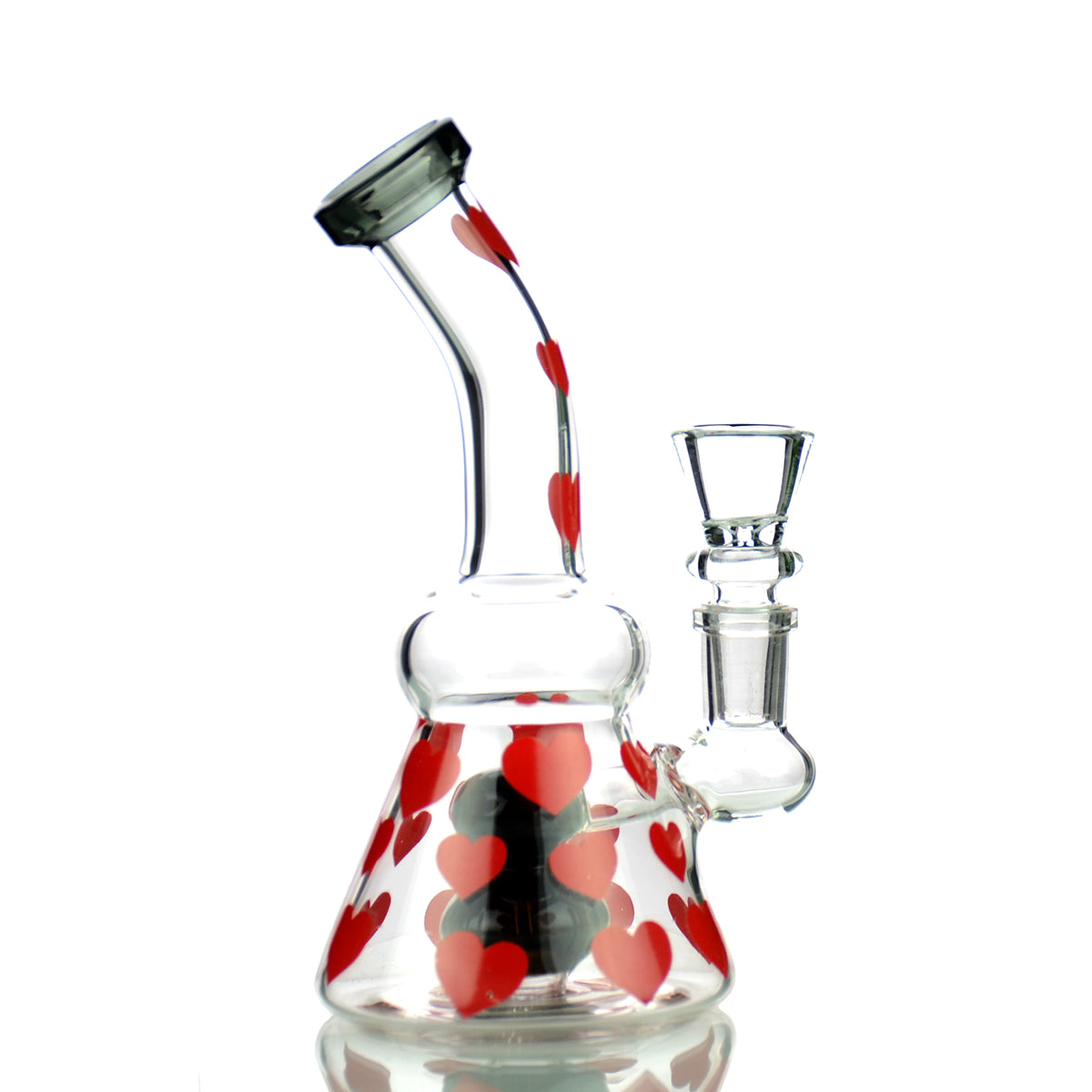 6" Girly Bong Heart Stickers with 14mm Male Bowl - LA Wholesale Kings
