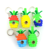 Small Green silicone Pineapple Key Chain Hand Pipe - LA Wholesale Kings
