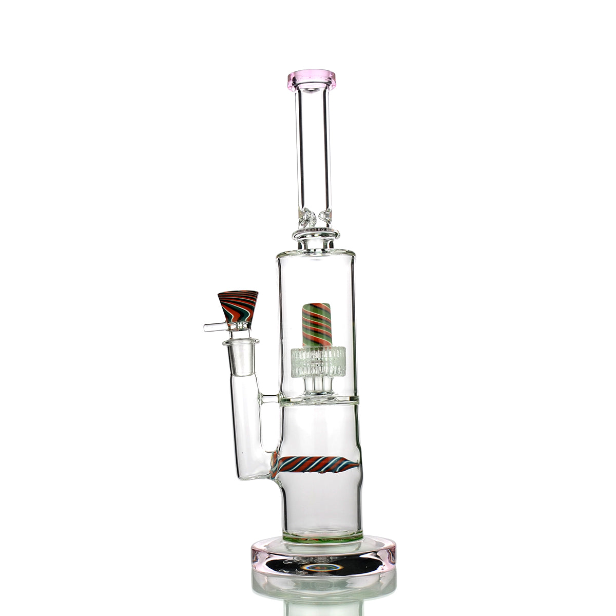 15" Water Pipe with Reversal Glass Sticker Art and L-Line Perc and Matrix Chamber, 18mm Male Bowl included - LA Wholesale Kings
