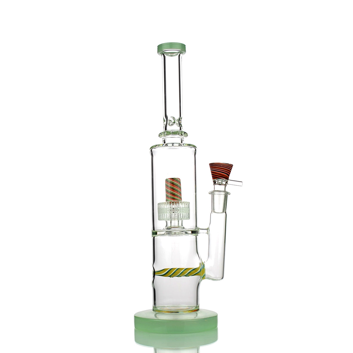 15" Water Pipe with Reversal Glass Sticker Art and L-Line Perc and Matrix Chamber, 18mm Male Bowl included - LA Wholesale Kings