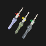 6" Slime Swirling Glass Art Nectar Collector Concentrate Straw with 14mm Plastic Clip and Titanium Nail