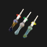 6" Frit Glass Art Nectar Collector Concentrate Straw with 14mm Plastic Clip and Titanium Nail