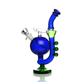 8" Recycler Color Tube Glass with Knockers and 14mm Male Bowl