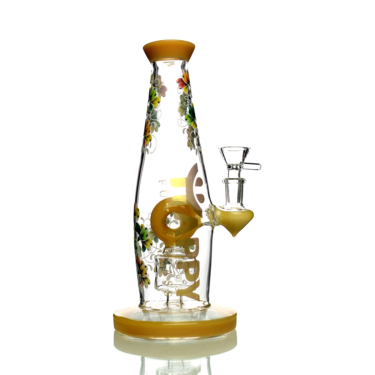 10" Happy Fumes Glass Brand Bong with Donut Shower and 14mm Male Bowl