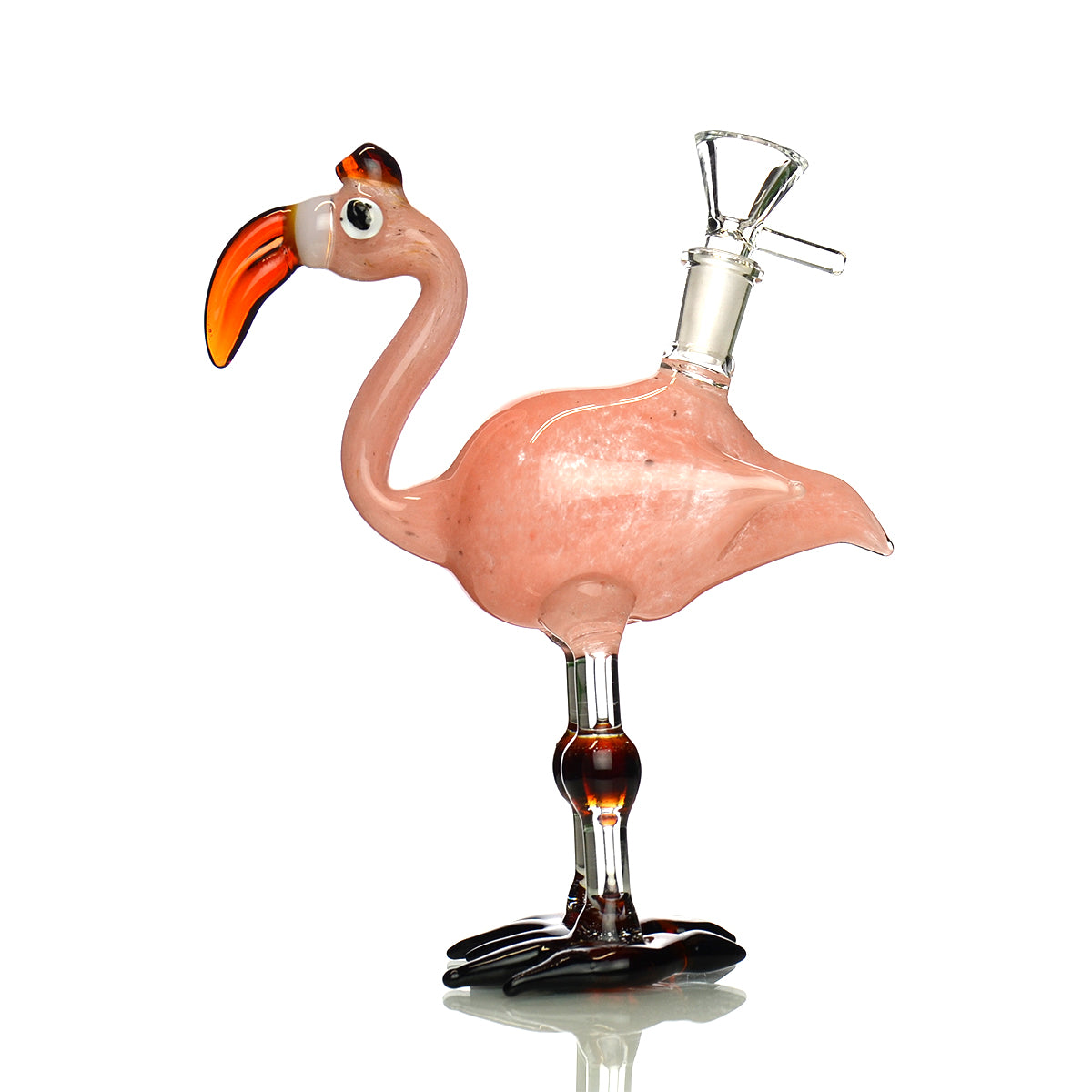 8" Flamingo Water Pipe with Glass Frit and 14mm Male Bowl