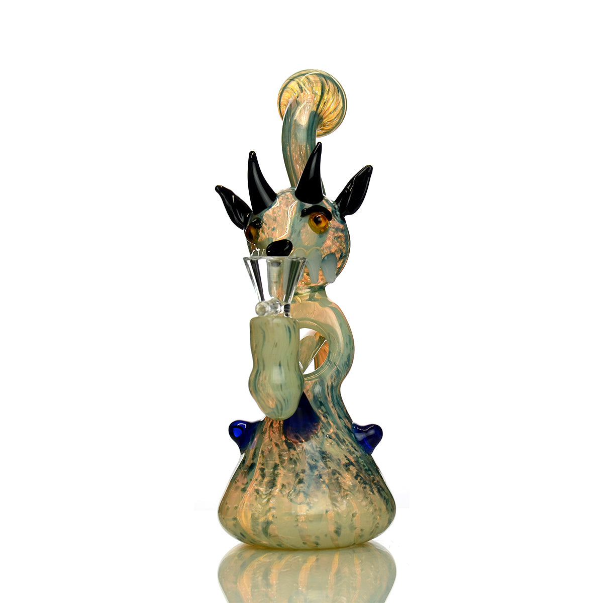 9" Scary Witch Water Pipe with Marble Glass Design and 14mm Male Bowl