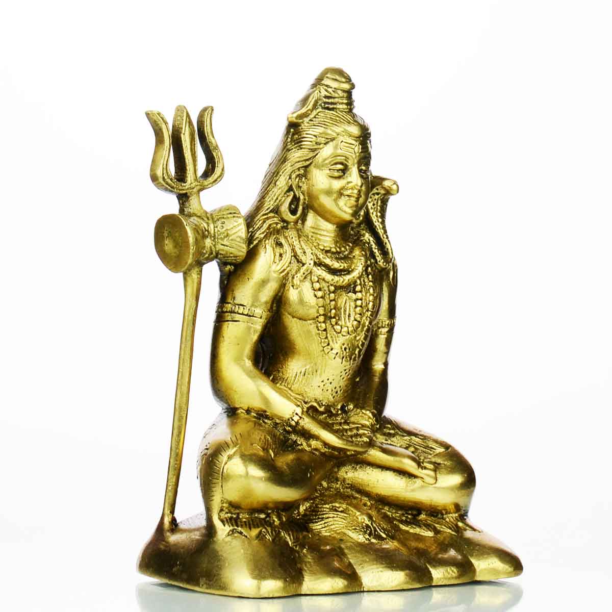 7" Pure Brass Lord Shiva Statue Golden Sculpture  2.13  lb Weight - LA Wholesale Kings