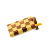 Handmade Wooden Dugout Checker-Board Art with 3" Metal Cigarette - LA Wholesale Kings