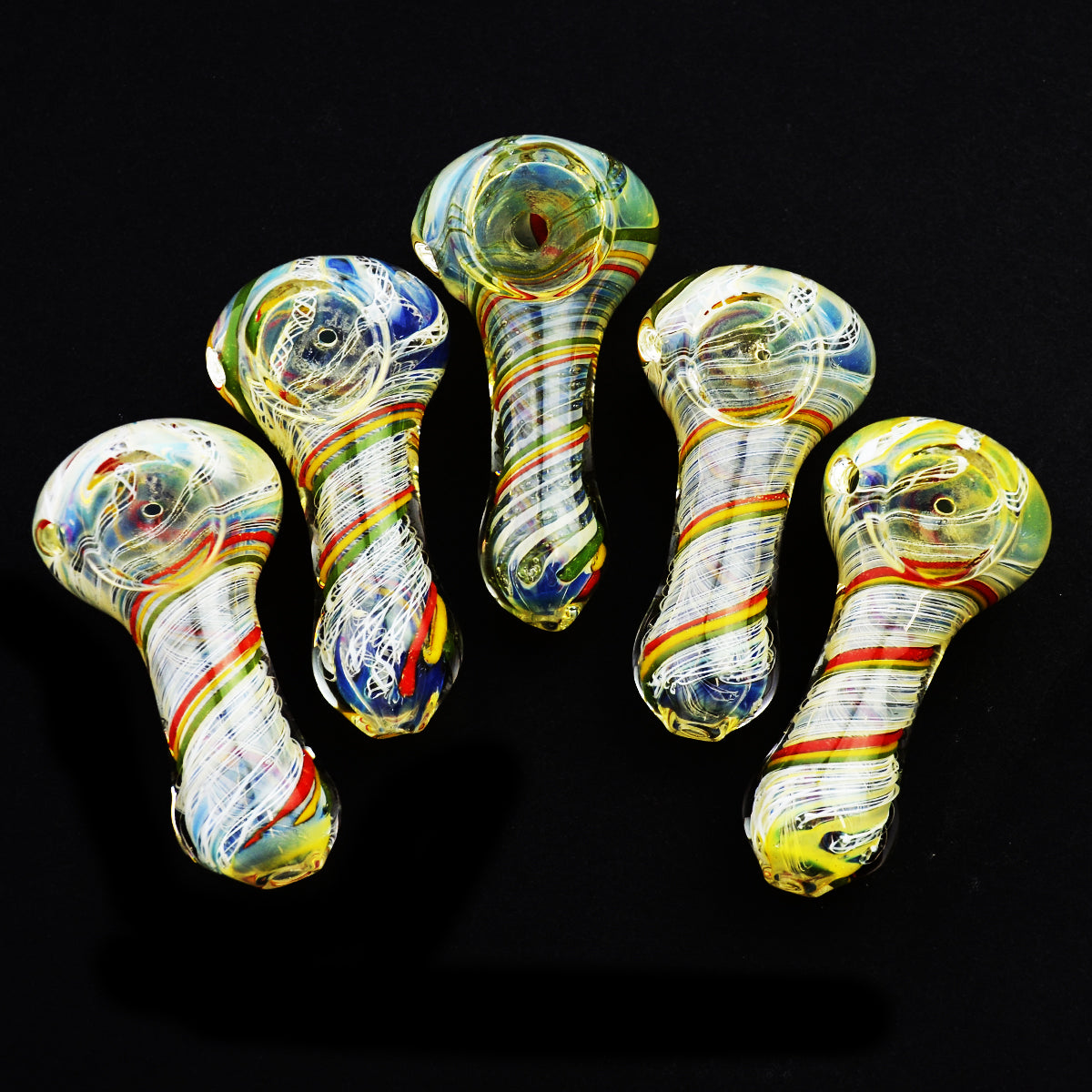 2.5-Inch Silver Glass Hand Pipe with Rasta Twist