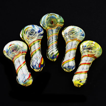2.5-Inch Silver Glass Hand Pipe with Rasta Twist