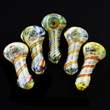 2.5" Silver Glass Hand Pipe with Rasta Color Twisting