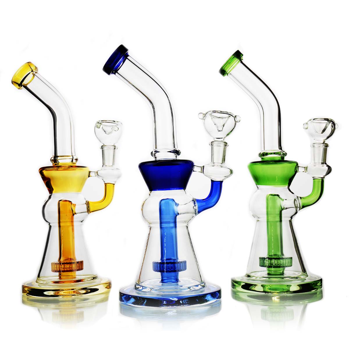 10" Conical Bong with Color Metric Shower 14mm Male Bowl Included - LA Wholesale Kings