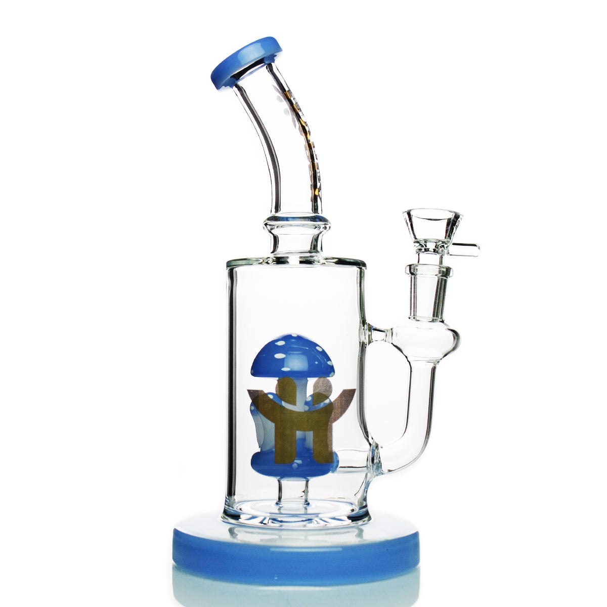 8" Happy Fumes Glass Brand Water Pipe with Mushroom Shower and 14mm Male Bowl