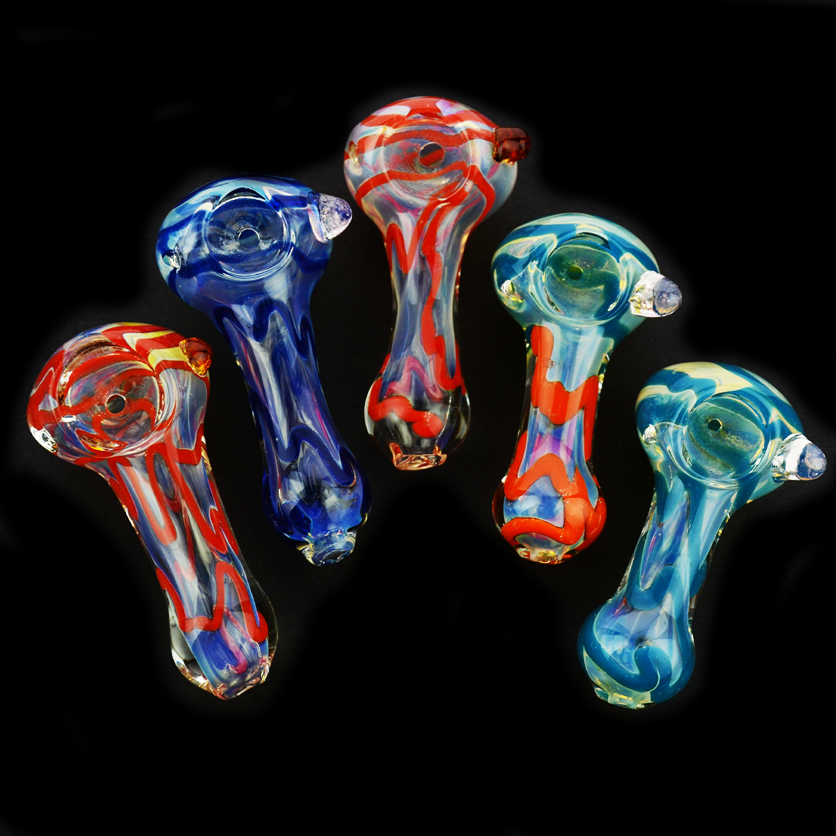 2.5" Silver Fume Glass Hand Pipe with Color Lines - LA Wholesale Kings