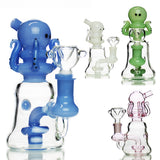 6" Octopus Water Pipe Bong with Color Tube Glass and 14mm Male Bowl