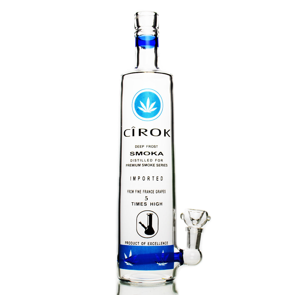 12" Cirok Vodka Bottle Five Time High with 14m Male Bowl and 14mm Male Banger