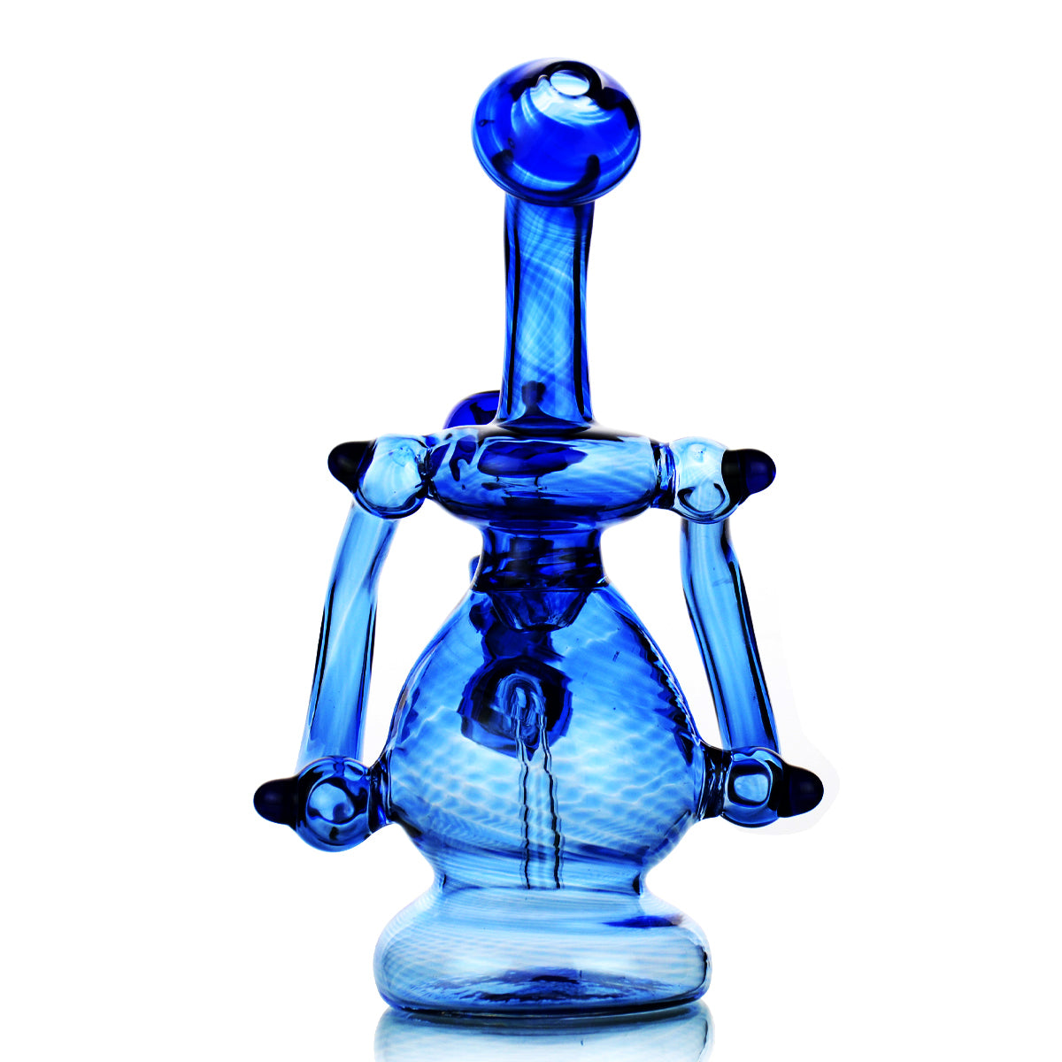 8" Recycler in Full Color Tube Twisting Art 14mm Male Bowl - LA Wholesale Kings