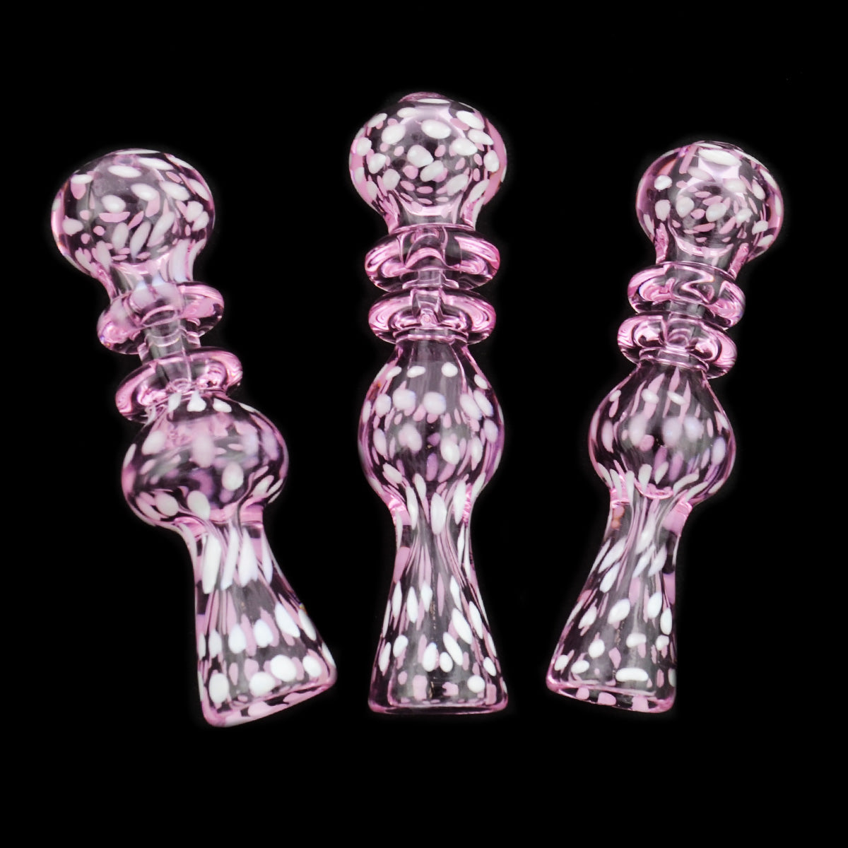 3" Pink Glass Chillum Dot Ring Art One Hitter - LA Wholesale Kings