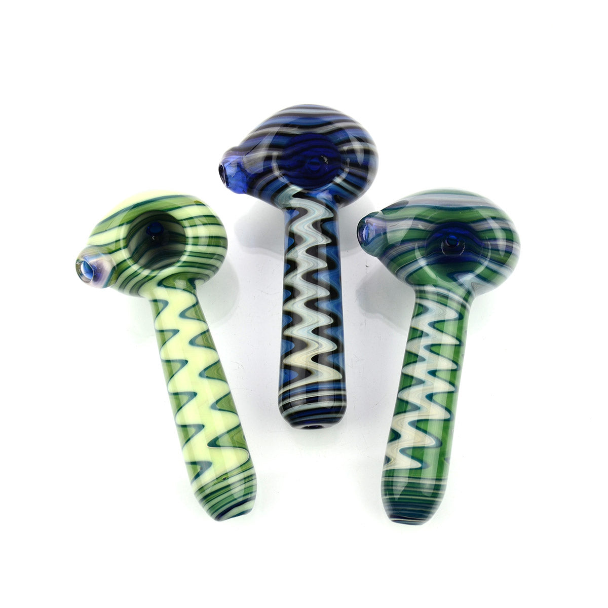 4" American Color Tube Hand Pipe Spoon with Wig Wag Art