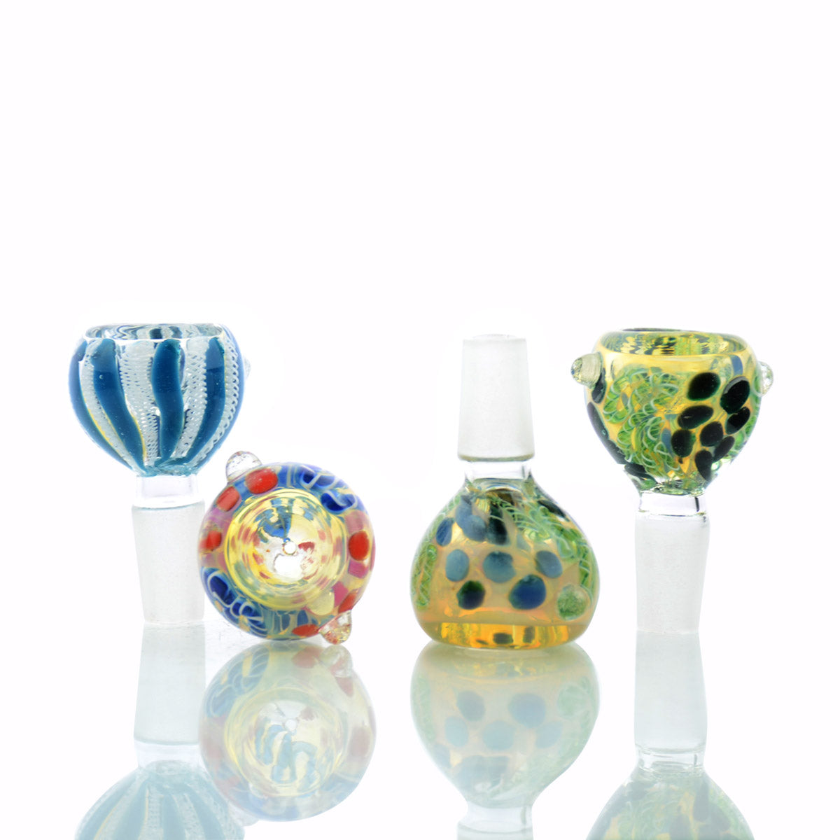 14mm Male Bowl Fume Glass with Twisting Art
