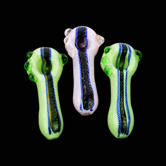 4.5" American Made Dhicro Spoon Hand Pipe Slime Color Frit Art - LA Wholesale Kings