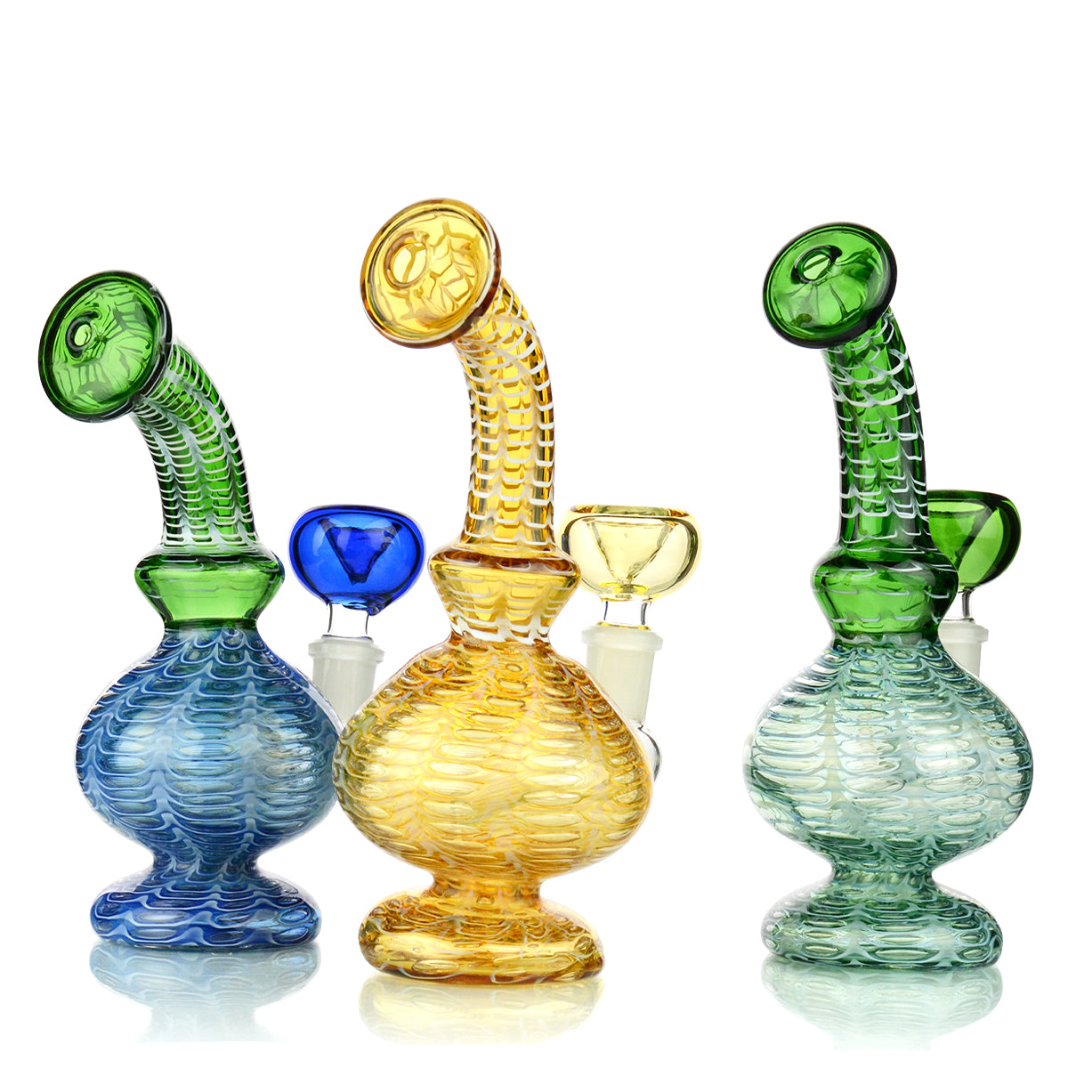 8" Color Tube Net Design Water Pipe 14mm Male Bowl Included Approx 240 Grams - LA Wholesale Kings