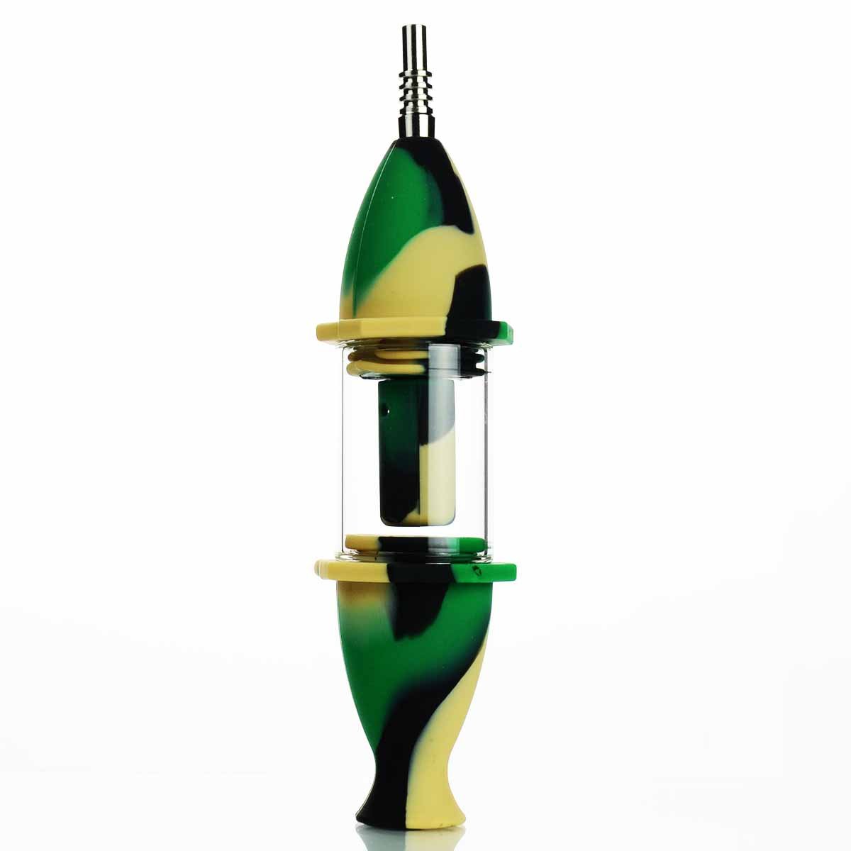 8" Silicone Nector Collector Colorful design with Perc and Titanium Nail - LA Wholesale Kings