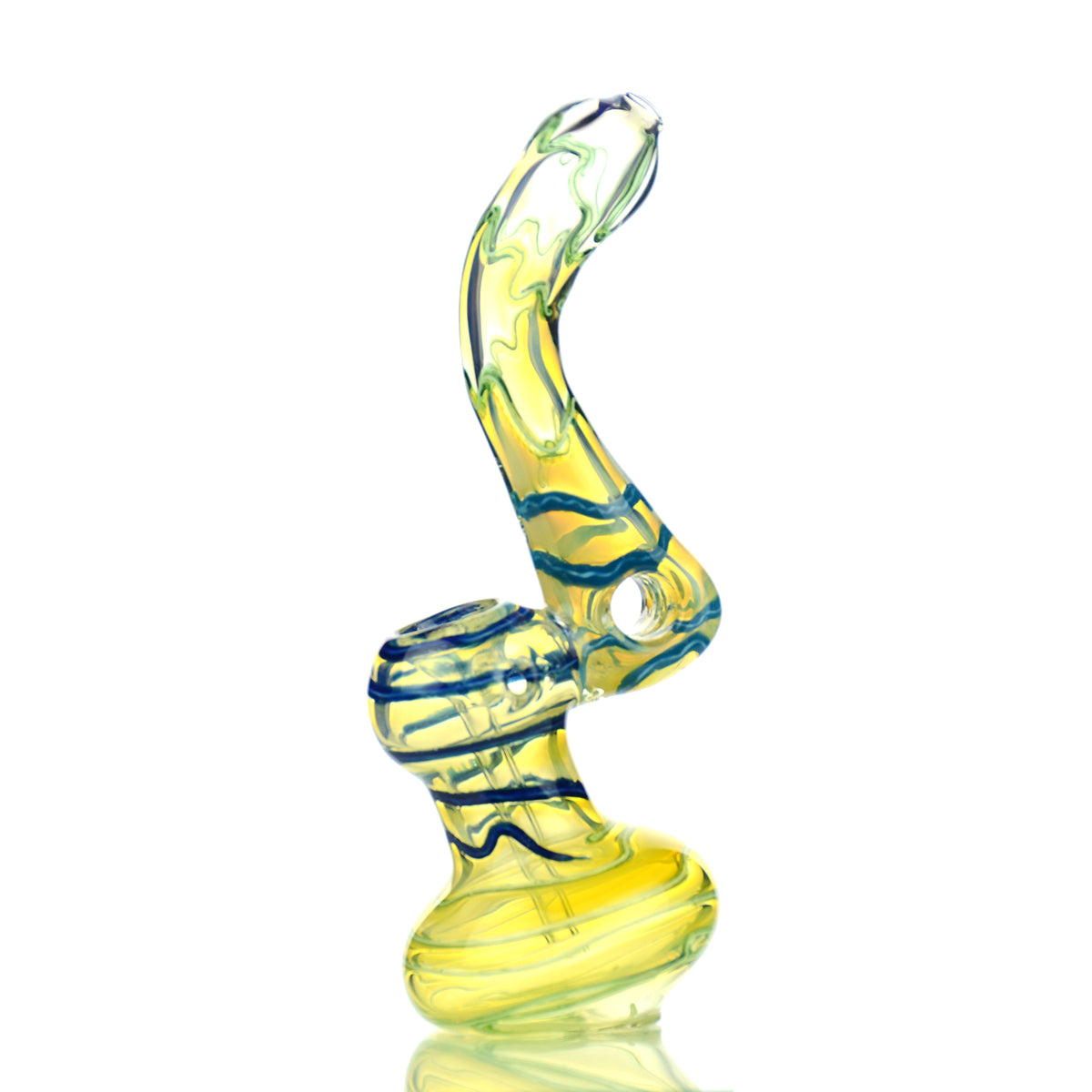 7" Bubbler Silver Fume Glass with Color Lines