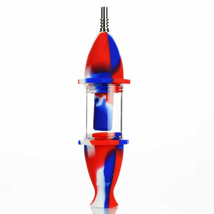 8" Silicone Nector Collector Colorful design with Perc and Titanium Nail - LA Wholesale Kings