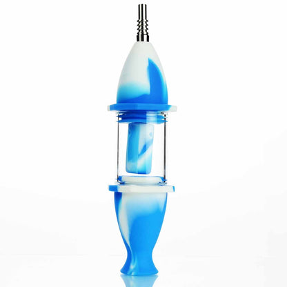 8" Silicone Nector Collector Colorful design with Perc and Titanium Nail - LA Wholesale Kings